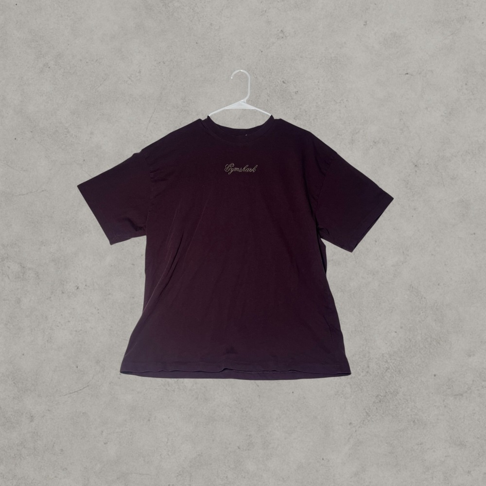 Gymshark Mens Oversized Script Logo T-Shirt Plum Purple Short Sleeve Gym Top